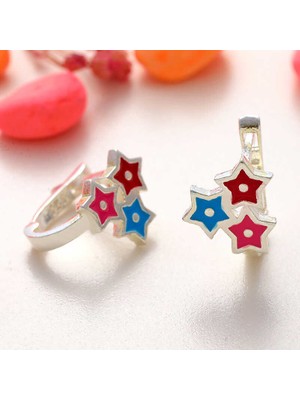 Aya Diamond Gümüş Renkli Üç Yıldız Çocuk Küpesi