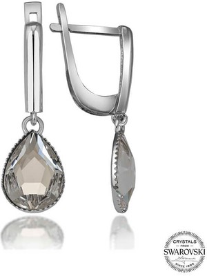 Aya Diamond Swarovski Crystal Taşlı Gümüş Beyaz Damla Sallantılı Kadın Küpe