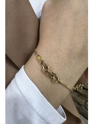 Şamlı Erdoğan 14 Ayar Altın Italyan Kenetli Halka Detay Zincir Bileklik