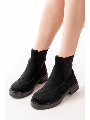 Zerenyus ZRİN02-2002 Premium Siyah Süet Lastikli Günlük Kadın Bot