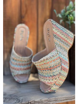 Mg Tlay Kilim Desenli Dolgu Topuk Terlik