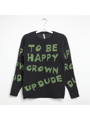 Nanica Kız Çocuk Yazılı Triko Uzun Kazak 6-16 Yaş - 422400