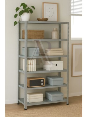 Çelik Raf 6 Katlı Dekoratif Raf Sistemleri, Depo Rafı, Arşiv Rafı, Kiler Rafı