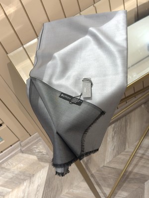 İpekevi Ipekevi Çift Taraflı Kısa Püsküllü Ipek Şal Gümüş