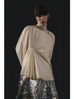 Touche Asimetrik Poplin Gömlek Bej