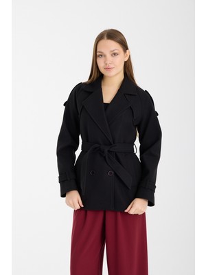 Bolivente Calina Siyah Premium Kaşe Blazer Ceket Kadın Regular Fit Düz Tasarım
