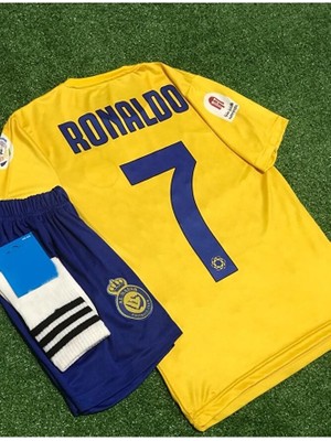 Al Nassr Fc 2023/24 Yeni Sezon Cristiano Ronaldo Çocuk Forması Şort Çorap 3'lü Set