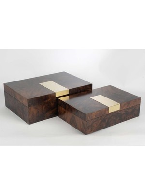 Mikasa Moor 2 Li Koyu Ahşap Gold Dek Kutu 20X30X9CM34X24X12CM