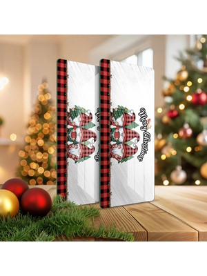 Decovetro Cam Kahve Sofra Sunum Tablası 2'li Set Yılbaşı Gnome Cüce Desenli 30 x 15 cm