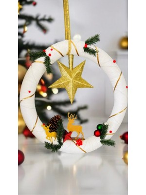 Teddy Santa Claus Happy House Christmas Çelenk