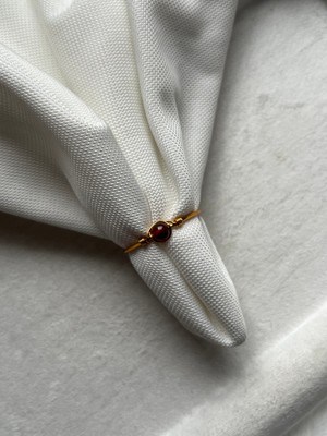 Pel Design Minimal Hessonit Taşı Altın Renk Ayarlanabilir Tel Yüzük