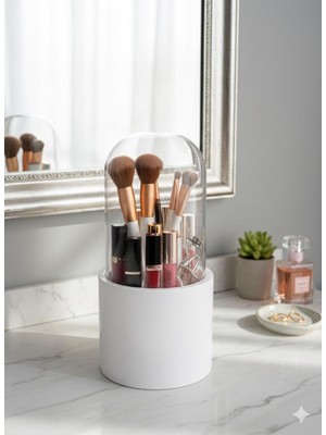 Makyaj Organizer Kapaklı Banyo Düzenleyici 6 Bölmeli