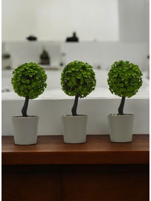 Yapay Çiçek Saksılı Mini Top Ağacı Canlı Şık Görünüm 1 Adet