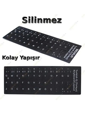 Derwell 1 Adet Türkçe Q Klavye Sticker Notebook Pc Uyumlu Klavye Etiketi Silinmez Yapışkanlı Türkçe Harfler