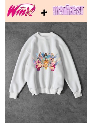 Dragon Store Renkli Winx ve Manifest Gurubu Baskılı Sweatshirt