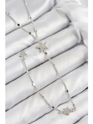 Pirinç Zirkon Taşlı Yıldız Renk Y Kolye