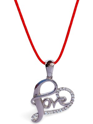 925 Ayar Gümüş Kırmızı Ip Kalp Love Tasarım Kadın Choker Kolye 9