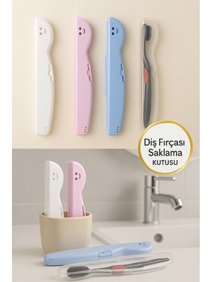DİYA3 2 Adet Seyahat Tipi Diş Fırçası Hijyenik Saklama Kutusu 4 Renk Seçeneği Mavi/pembe/beyaz/şeffaf