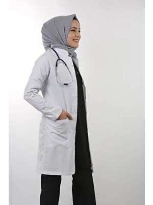 Emir Kadın Beyaz Uzun Kollu 90 cm Ceket Yaka Alpaka Öğretmen Doktor Eczacı Hemşire Önlüğü