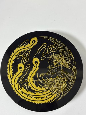 Gemsartdeco Obsidyen Ayna Ejderha ve Anka Kuşu Fengshui Sembollü