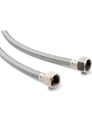 Skygo 2 Adet Klozet Bağlantı Hortumu Çelik Örgülü Taharet Musluğu 3/8-3/8 Diş Paslanmaz 70 cm Krom