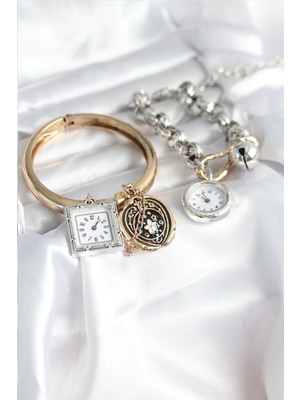 ve Gümüş Renk Bileklik Kombini