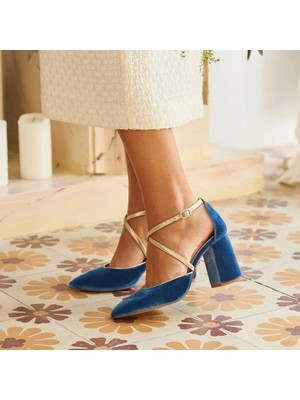 Lacivert Kadife Ayakkabı