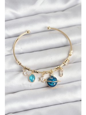 Gezegen Charmlı Renk Pirinç Kadın Bileklik