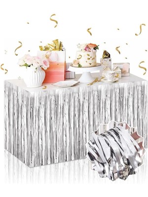 Shopwave Gümüş Metalize Masa Eteği 275X75 cm – Kendinden Yapışkanlı (5047)