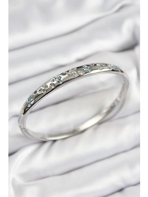 Pirinç Zirkon Taşlı Gümüş Renk Kadın Kelepçe