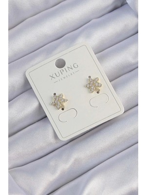 Xuping Renk Zirkon Taşlı Yaprak Küpe