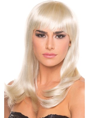 Shopwave Platin Altın Dore Renk Uzun Düz Parti Peruğu (5047)