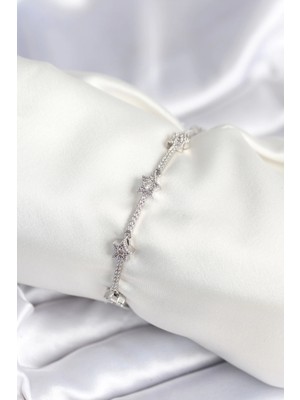 Pirinç Gümüş Renk Halley Yıldız Kadın Bileklik