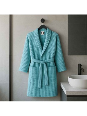 Alesta Home Pamuklu Waffle Bornoz BRNZ015 - Turkuaz, S/M