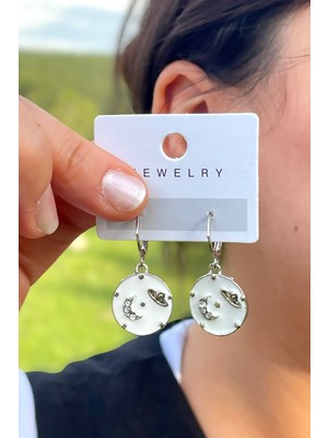 Gezegen Ay Tasarım Kadın Küpe