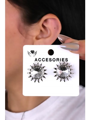 Gümüş Renk Güneş Tasarım Kadın Küpe