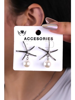 Inci Taşlı Kutup Yıldızı Tasarım Kadın Küpe