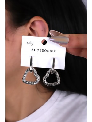 Kancalı Kalp Tasarım Kadın Küpe