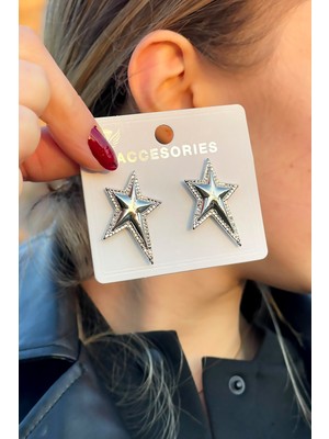 Özel Gümüş Kaplamamlı Yıldız Kadın Küpe