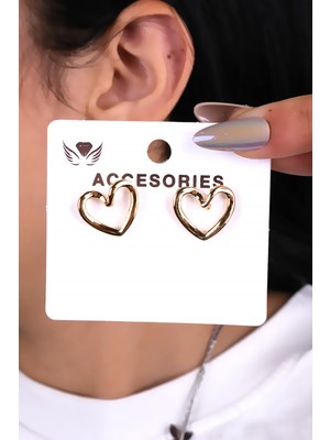 Gold Renk Kalp Kadın Küpe