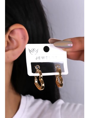 Gold Renk Kalp Tasarım Kadın Küpe