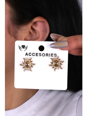 Küçük Boy Güneş Tasarım Kadın Küpe