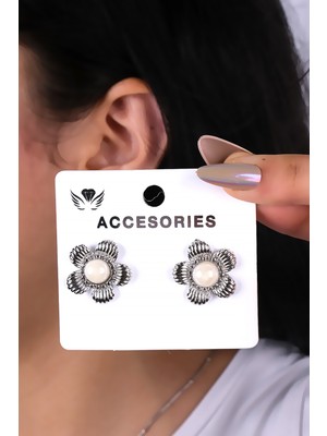 Inci Taşlı Çiçek Tasarım Kadın Küpe