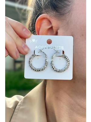 Gümüş Renk Halka Tasarım Kadın Küpe