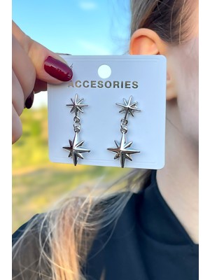 Sallantılı Çift Kutup Yıldızı Kadın Küpe