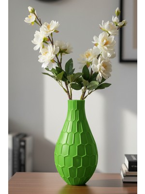 MEKTrend Geometrik Petek Desenli Dekoratif Vazo Yeşil (22X15CM)