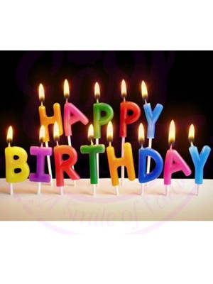 Marsilyan Rengarenk Happy Birthday Yazılabilen Doğum Günü Mumu