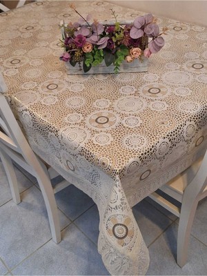 Başak Ev Tekstili Dantel Kenarlı 120X150 cm Pvc Muşamba Silinebilir Desenli Masa Örtüsü