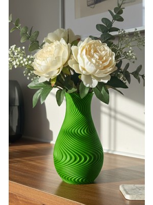 MEKTrend Modern Spiral Tasarımlı Dekoratif Vazo Yeşil (18,5X11CM)