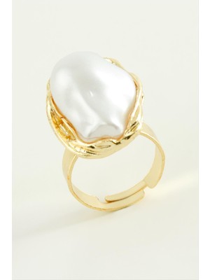 Marsilyan Oval Inci Metal Yüzük